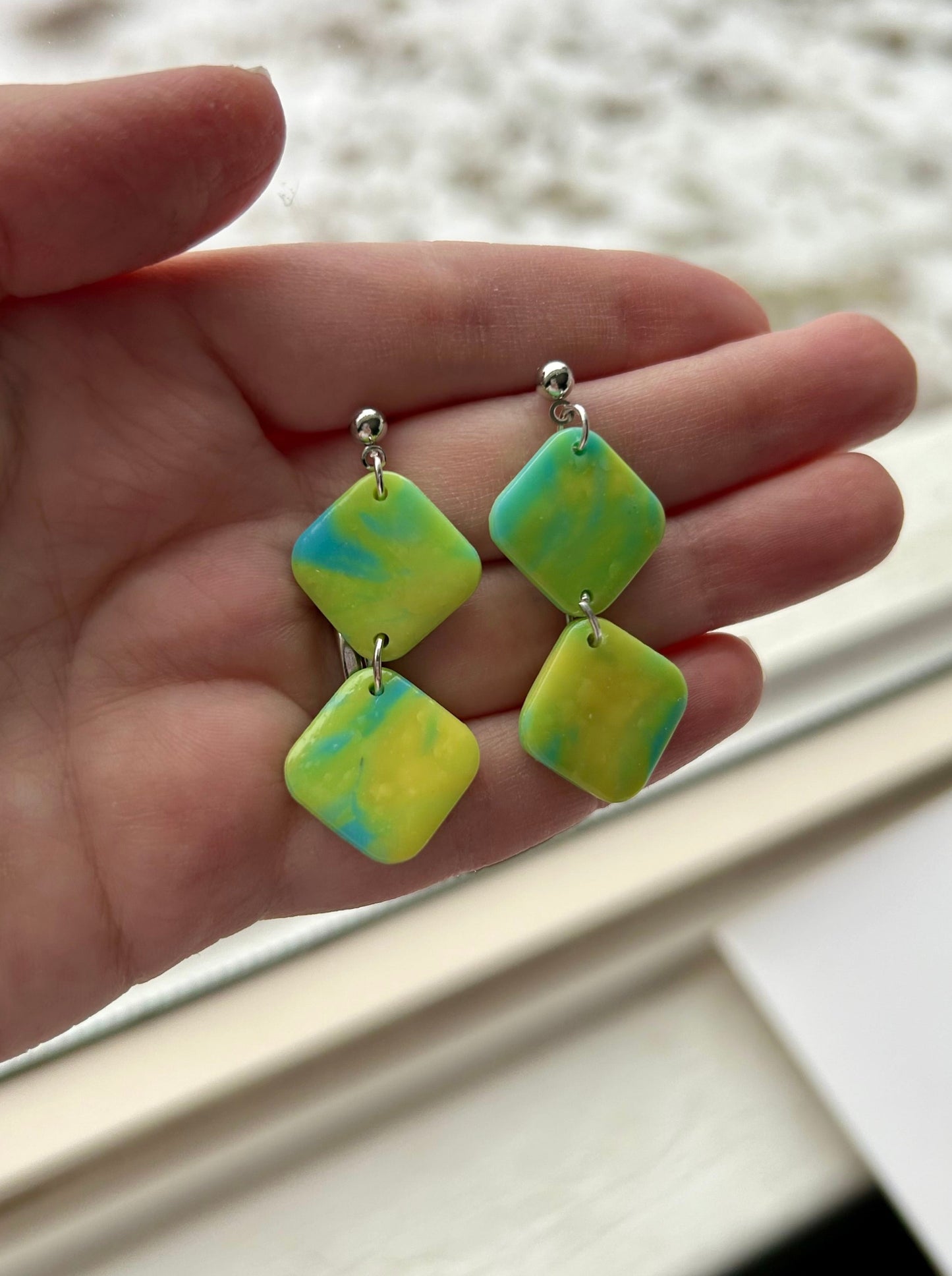 Bright Blue and Green Emily Earrings