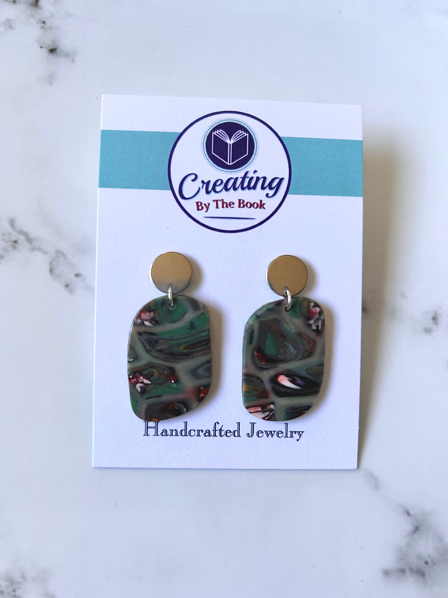 Metal Stud Green Garden Earrings