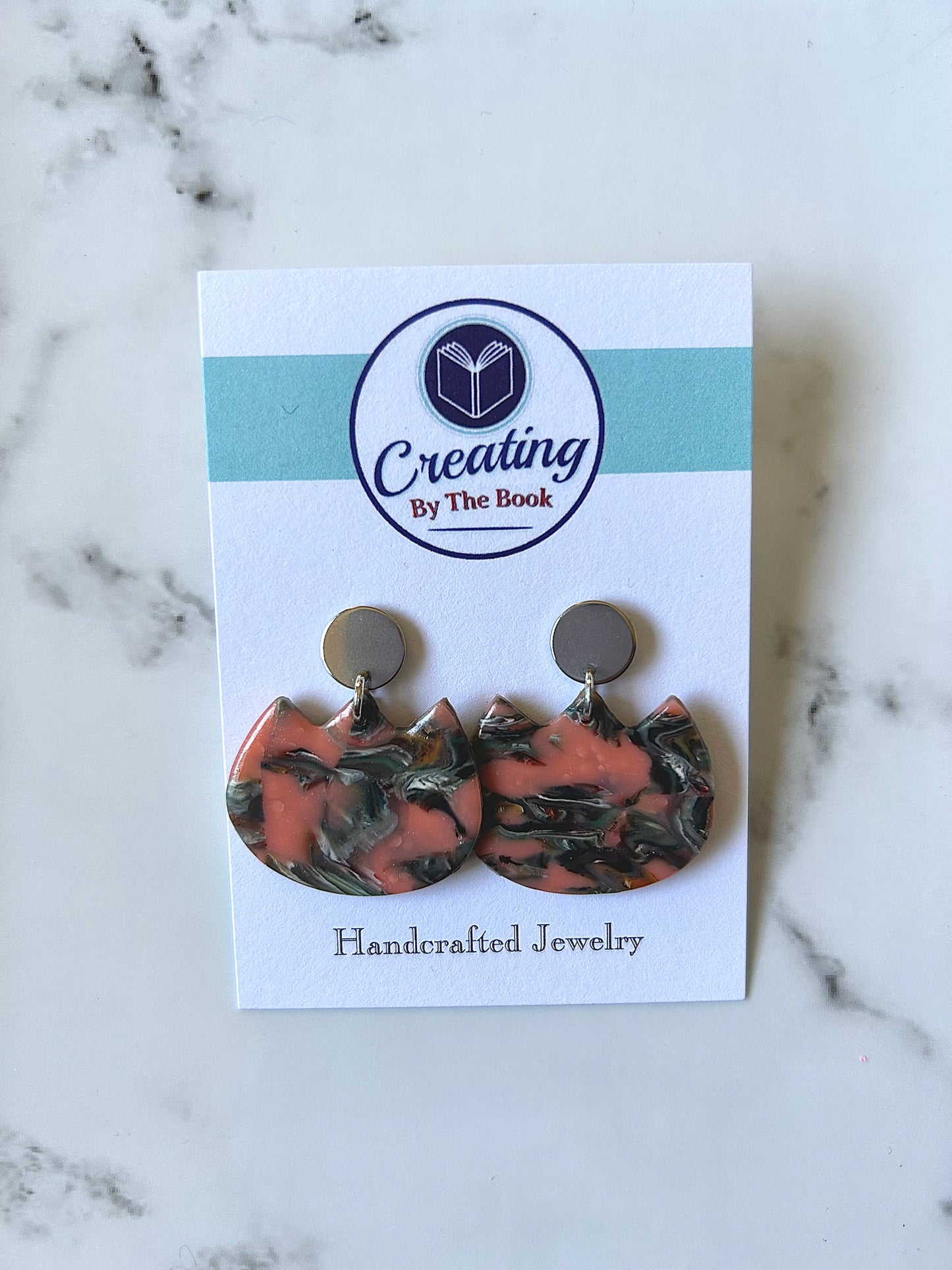 Pink Granite Tulip Stud Dangle Earrings