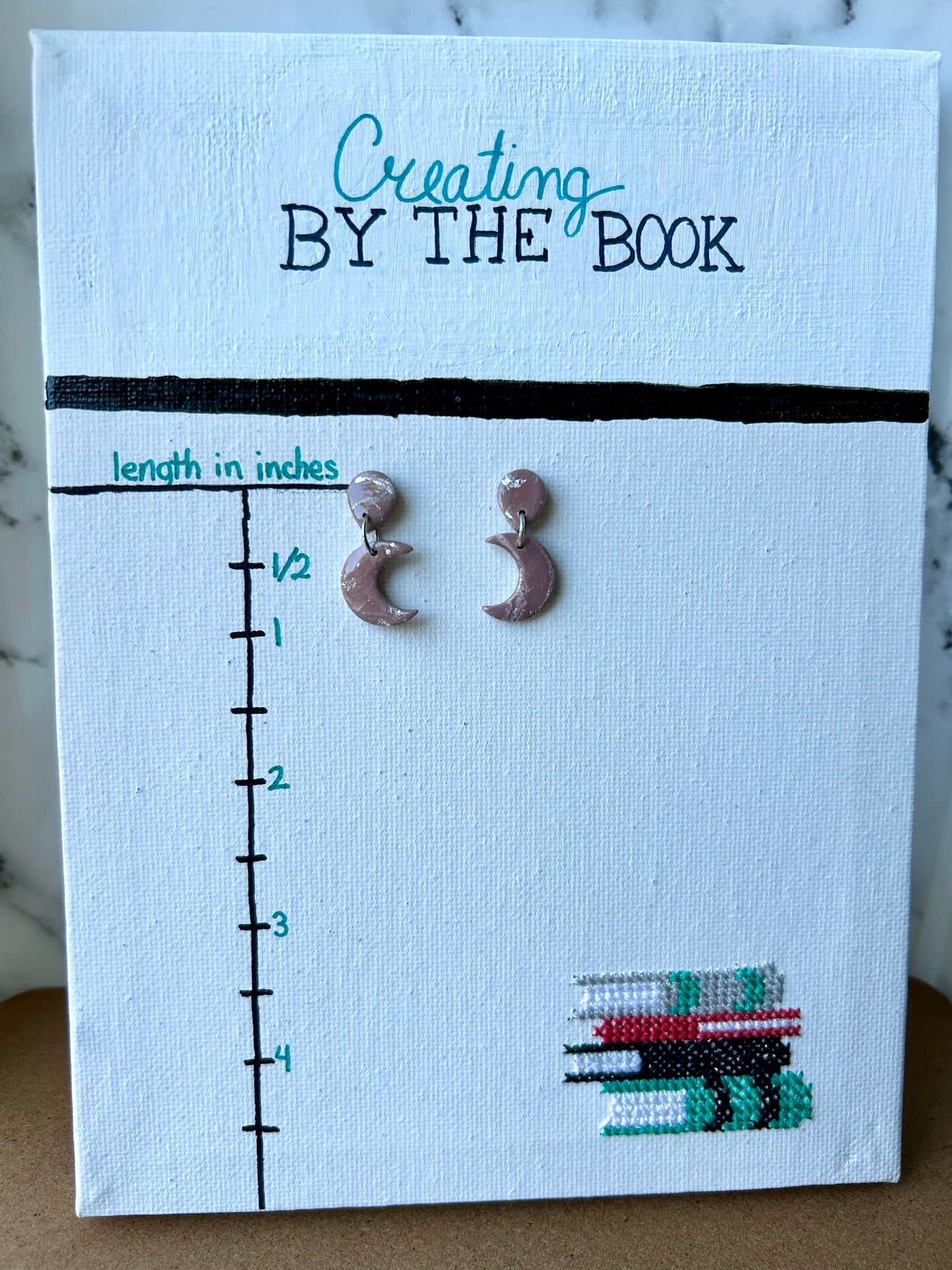 Mauve Moon Stud Dangle Earrings