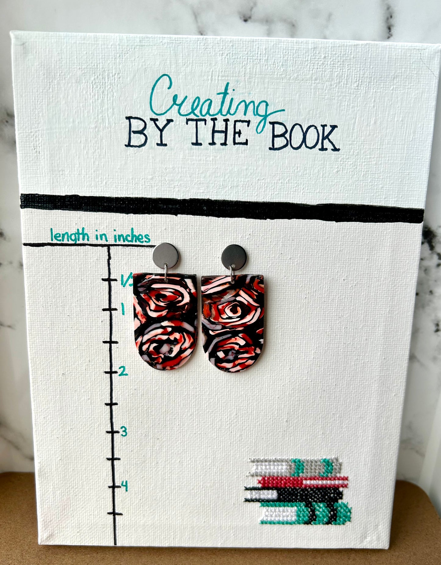 Rounded Rose Metal Stud Dangle Earrings