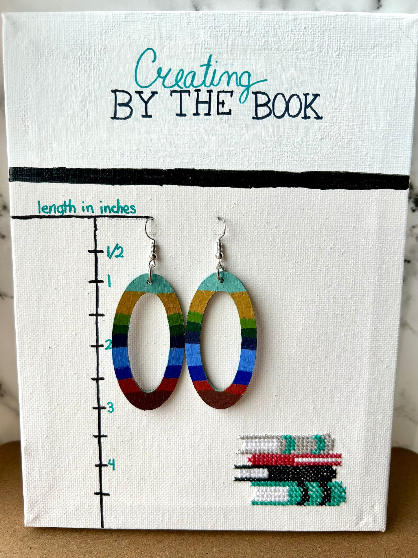 Colorful Stripe Wooden Earrings