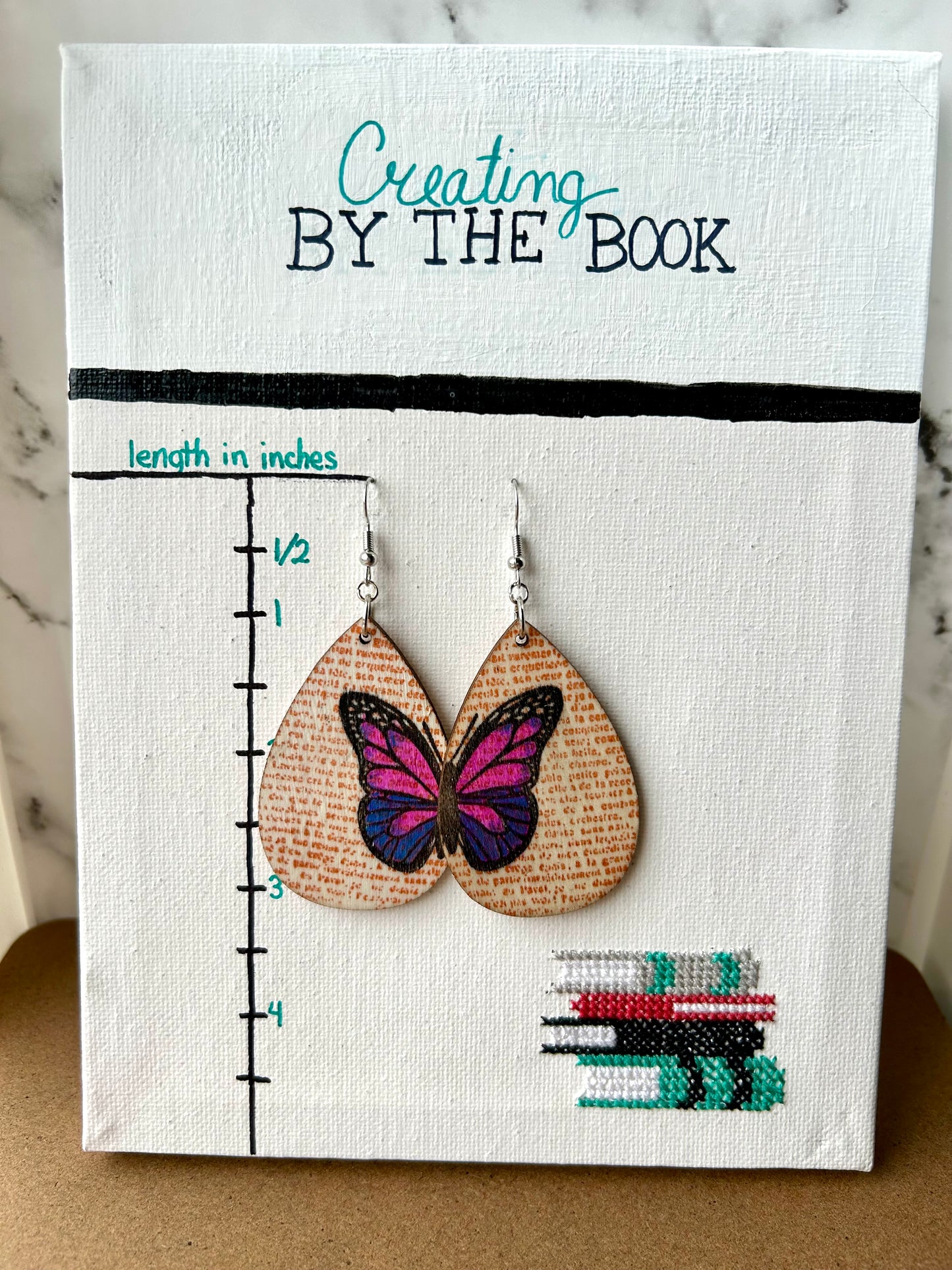 Vintage Page Butterfly Wooden Earrings (3 Colors)