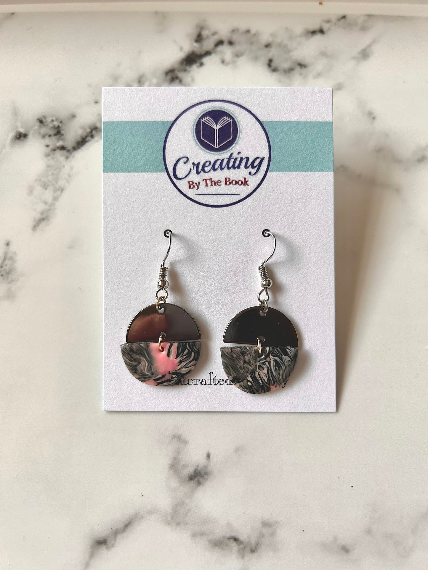 Mixed Media Metal and Faux Stone Polymer Clay Earrings (3 Sizes)