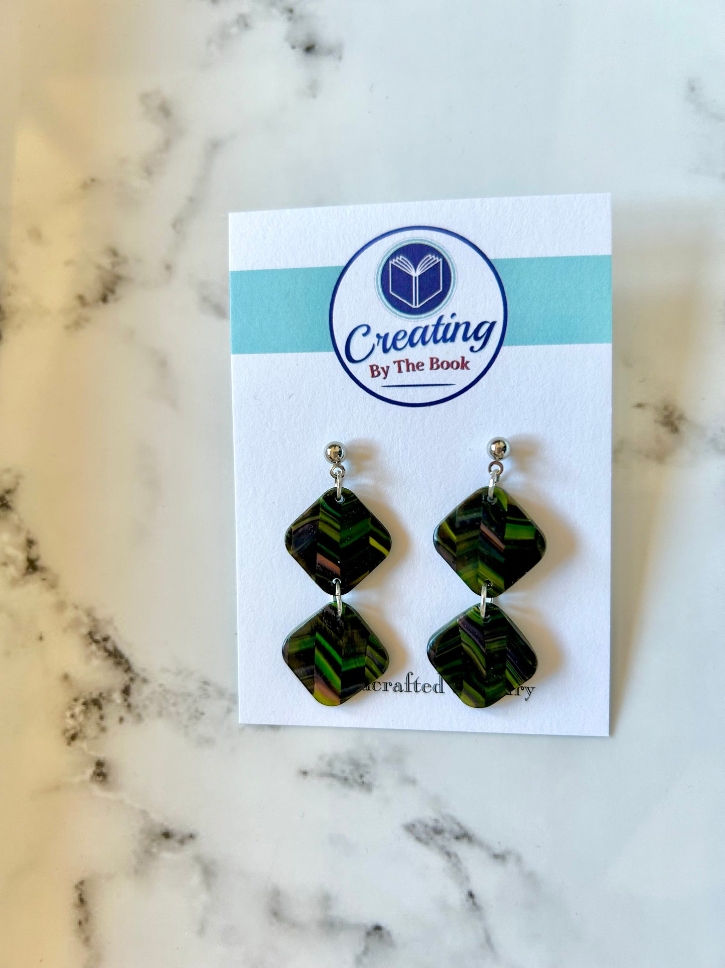 Green Chevron Emily Earrings