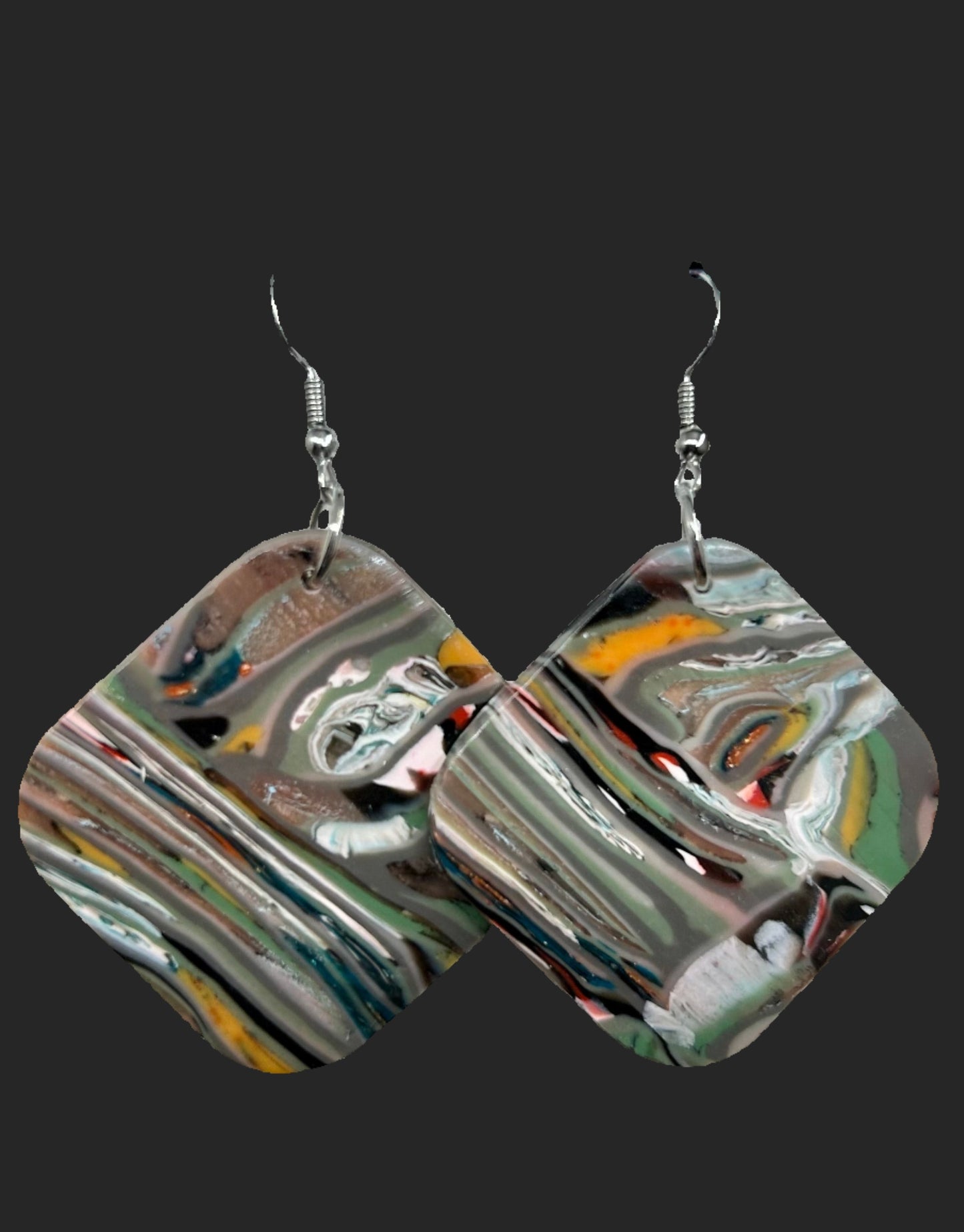 Garden Stripes Large Square Earrings