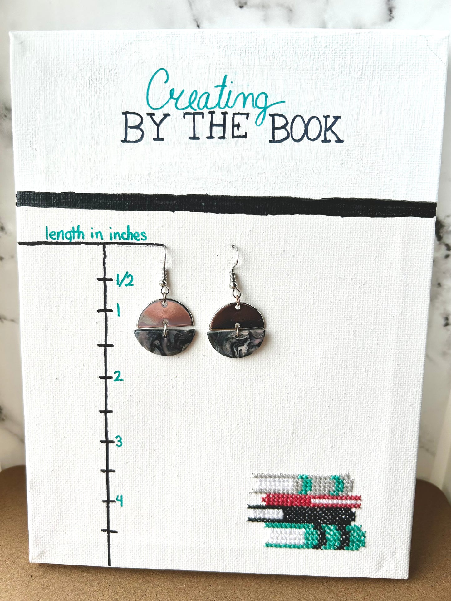 Mixed Media Metal and Faux Stone Polymer Clay Earrings (3 Sizes)
