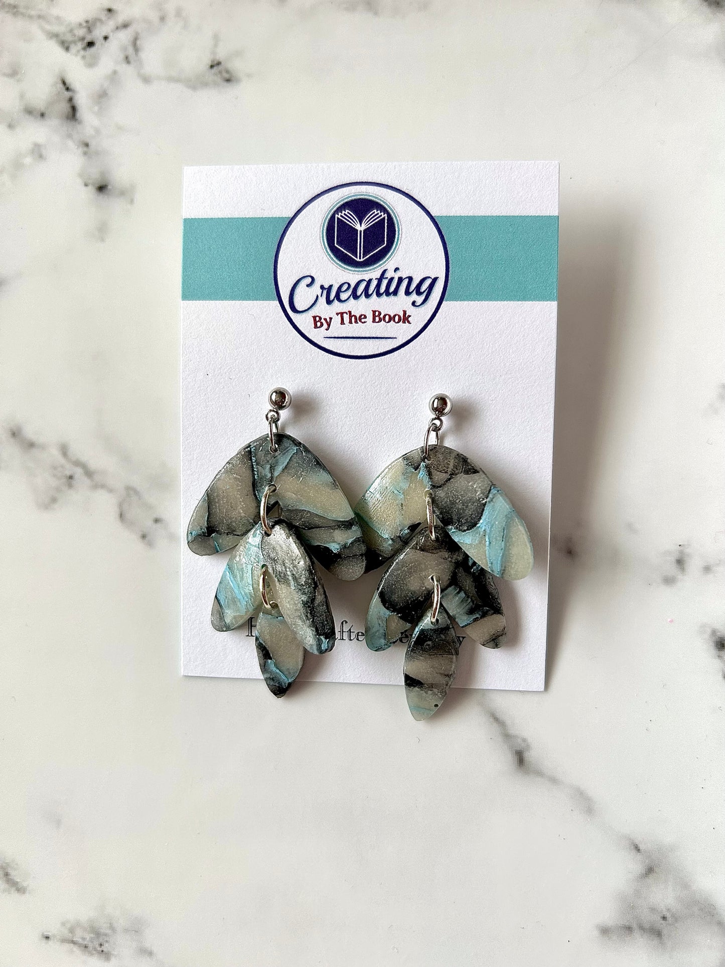 Ice Blue Translucent Three Tier Dangle Earrings