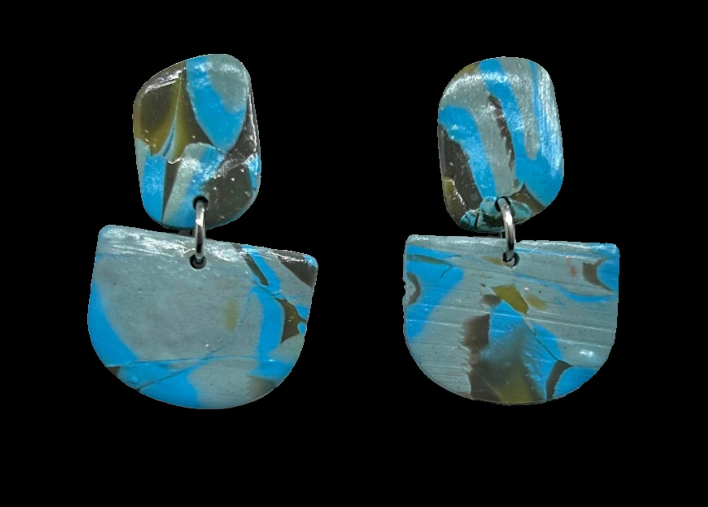 Blue Mokume Stud Dangles