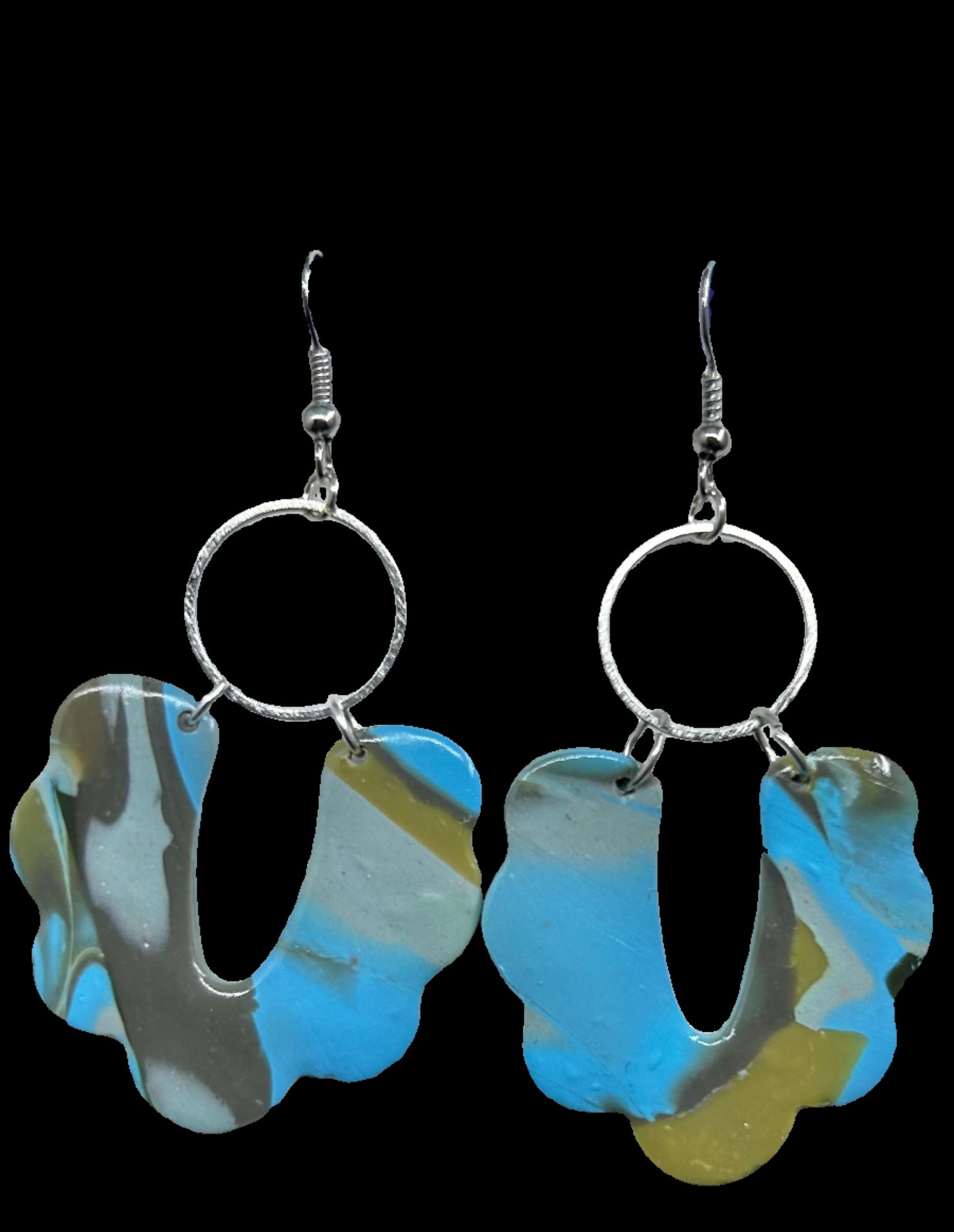 Blue Mokume Circle Dangles