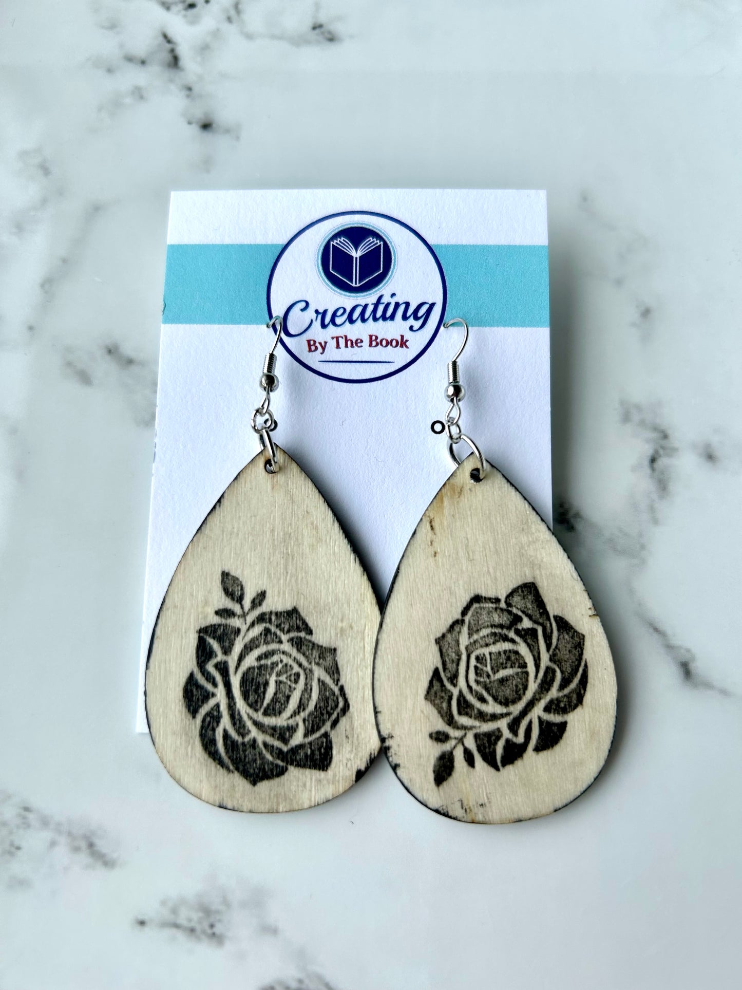 Vintage Rose Wooden Earrings