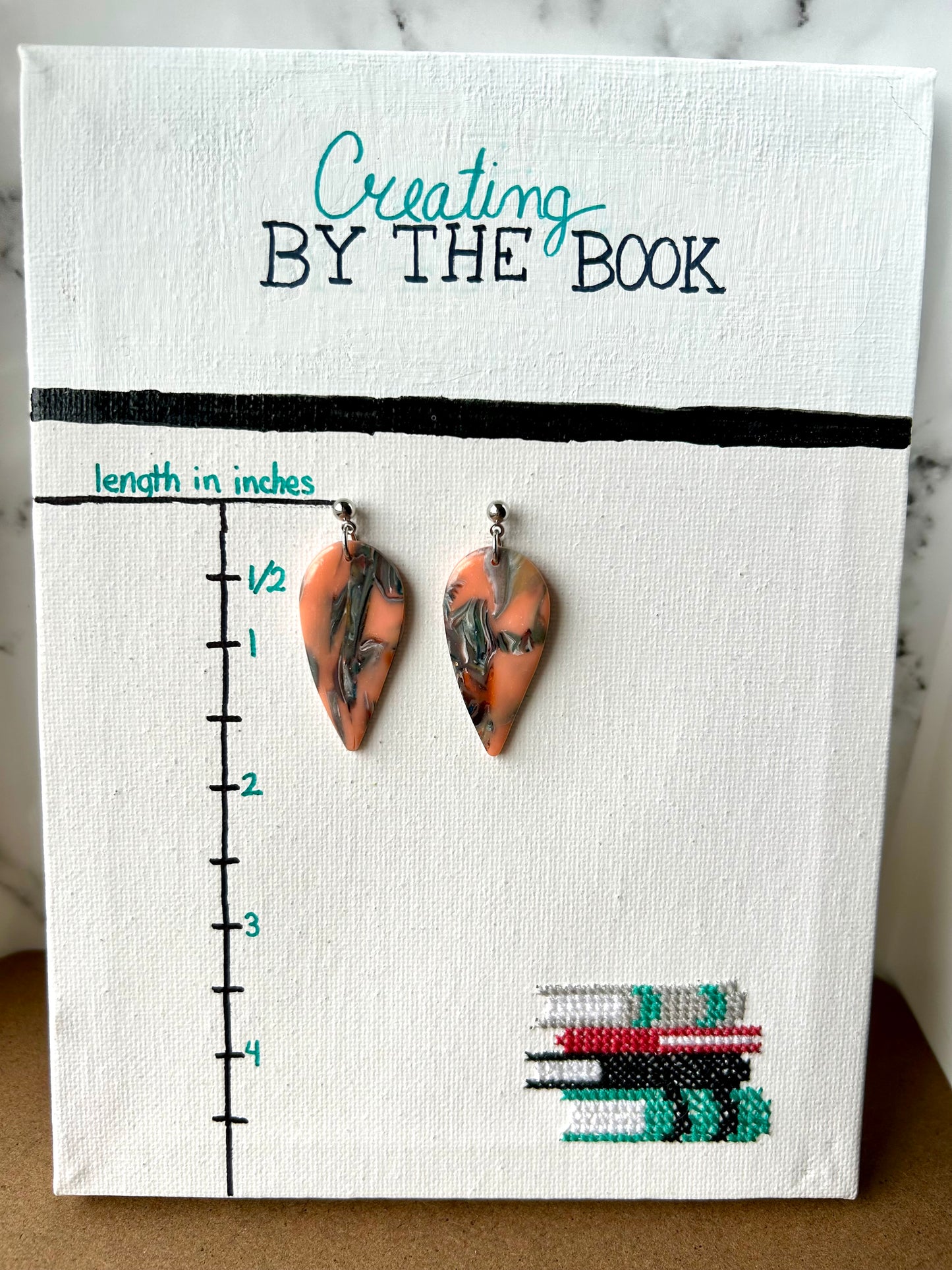 Pink Granite Inverted Teardrop Earrings