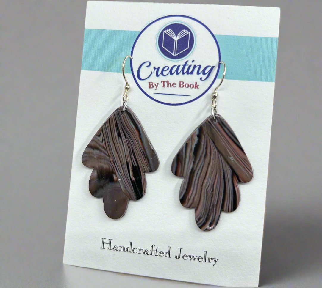 Mauve Stripe Abstract Floral Dangles