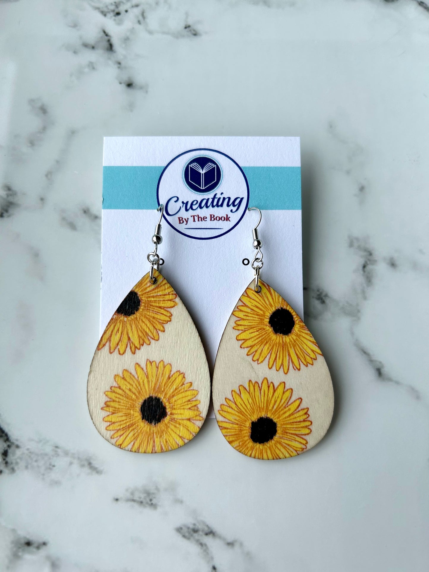 Natural Wooden Black Eyed Susan Floral Earrings