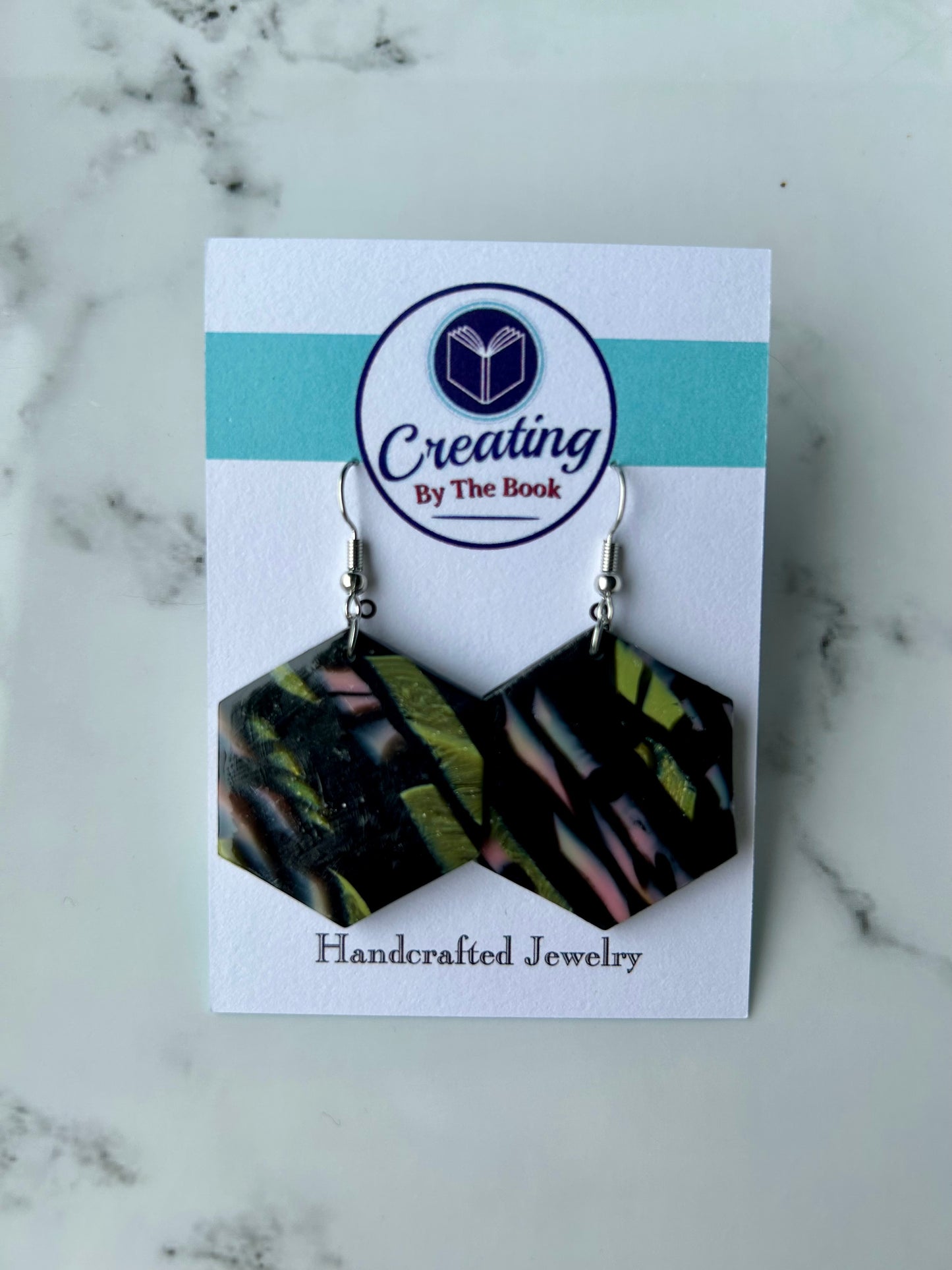 Floral Large Hexagon Earrings