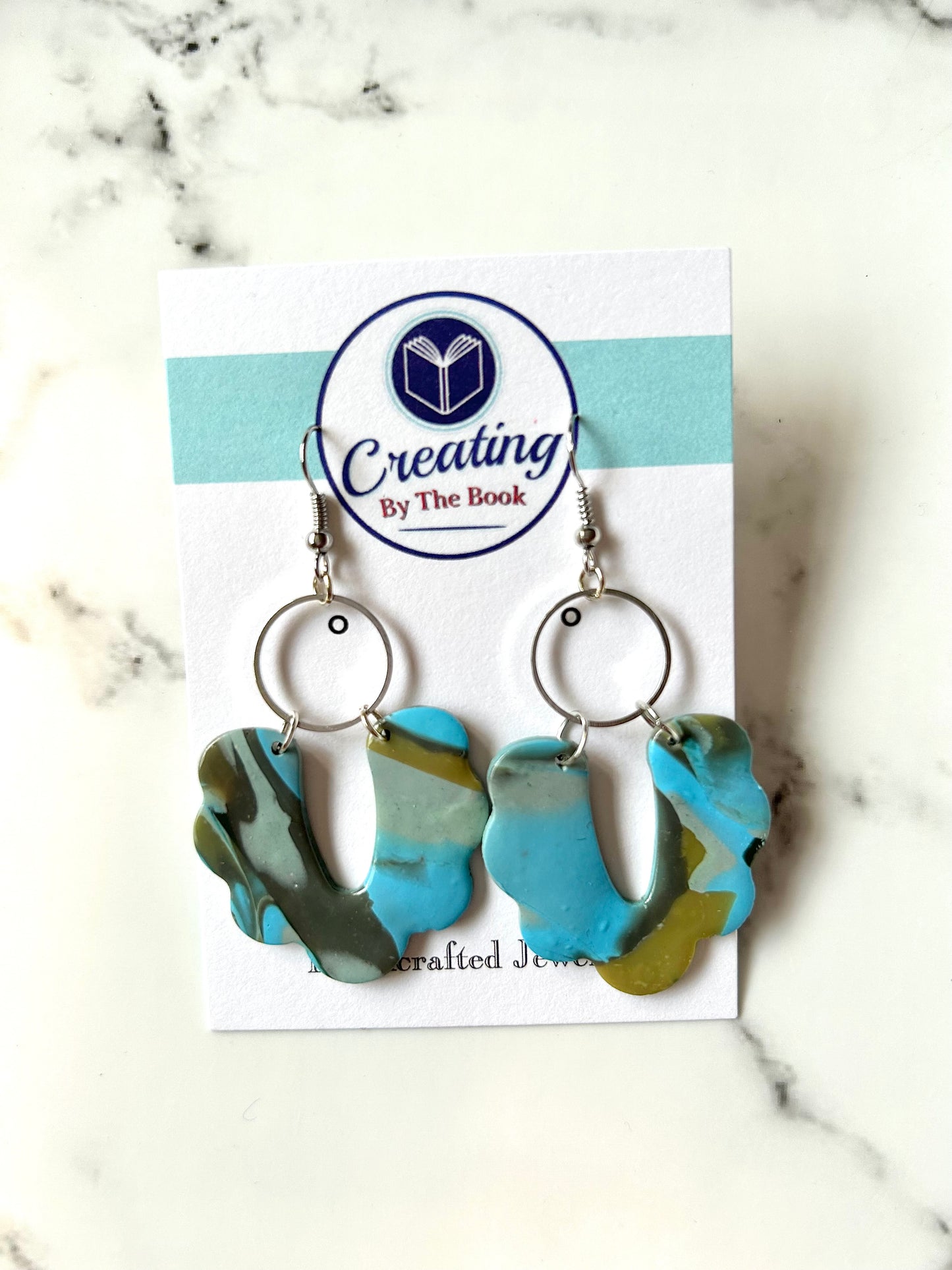 Blue Mokume Circle Dangles