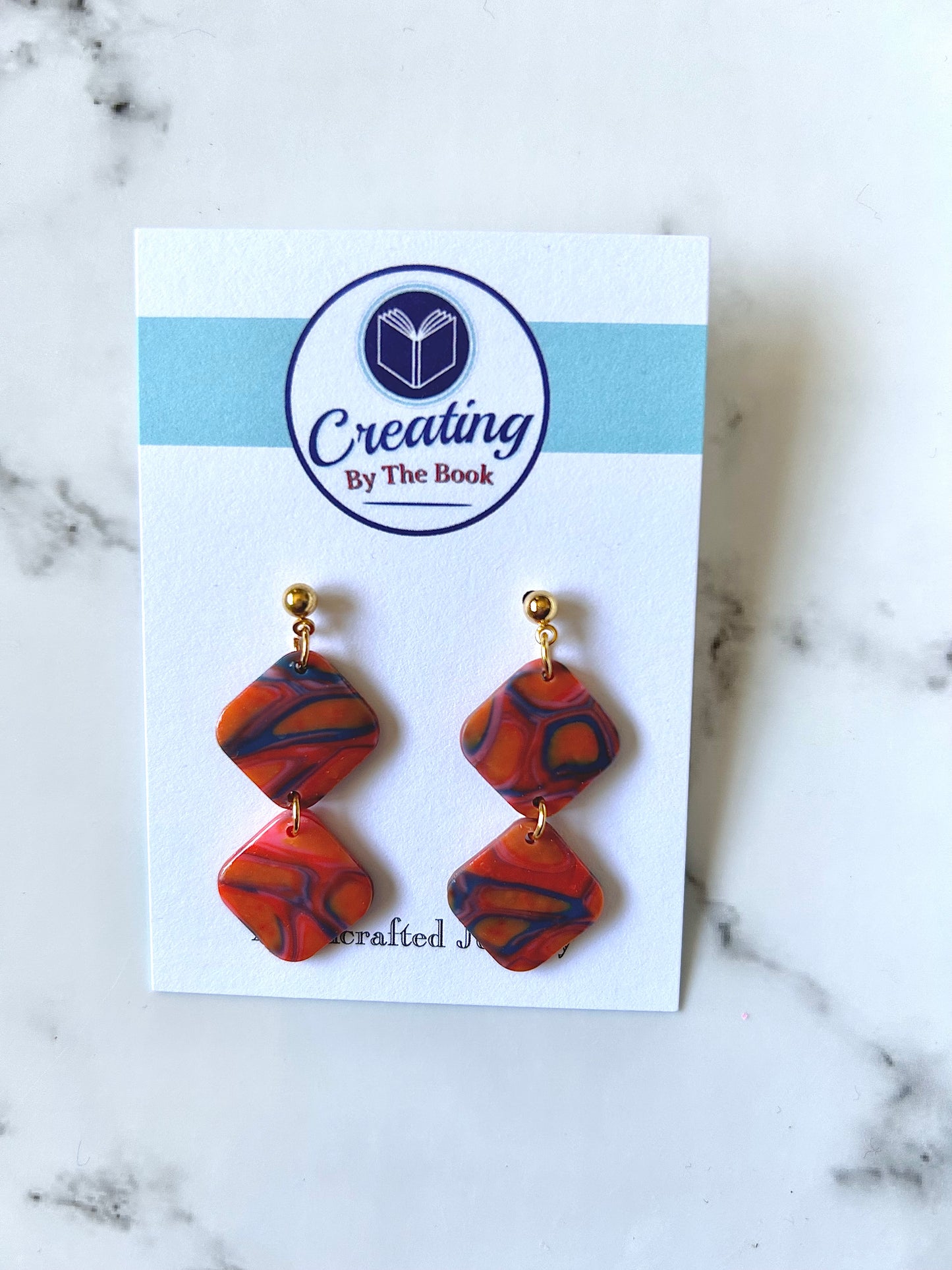 Orange and Blue Ripples Emily Earrings