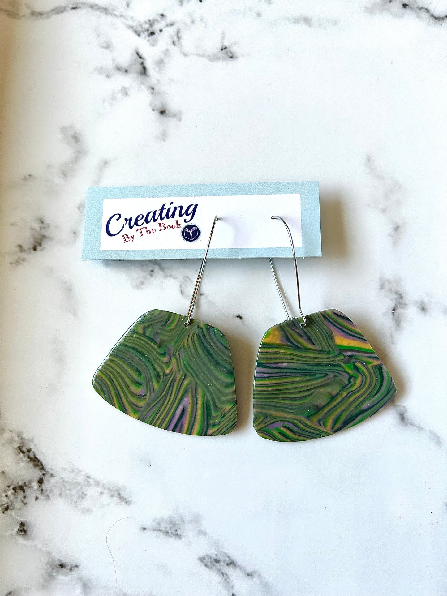 Green Spring Stripes Large Geometric Hoops