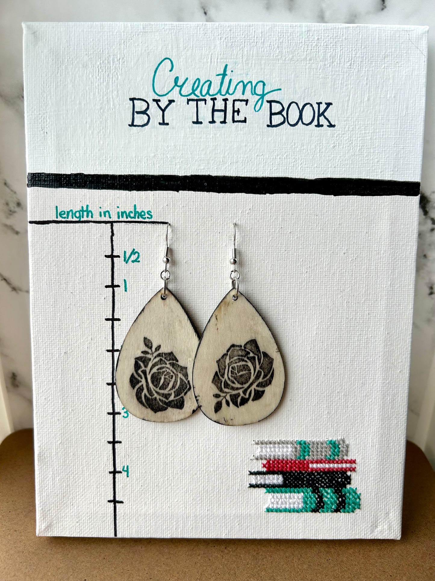 Vintage Rose Wooden Earrings