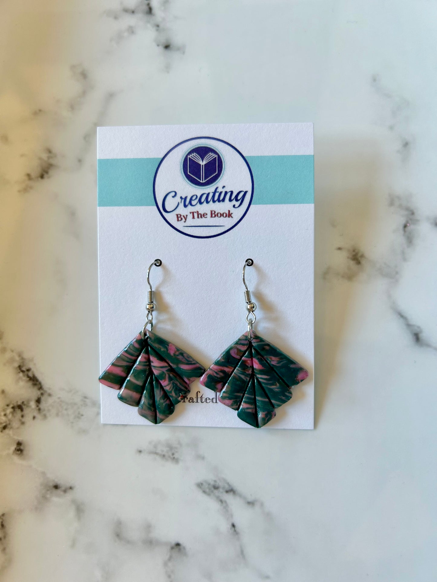 Pink and Navy Art Deco Earrings