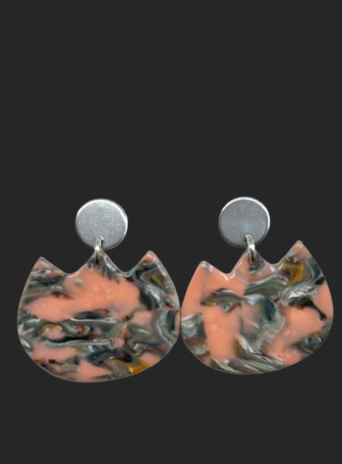Pink Granite Tulip Stud Dangle Earrings