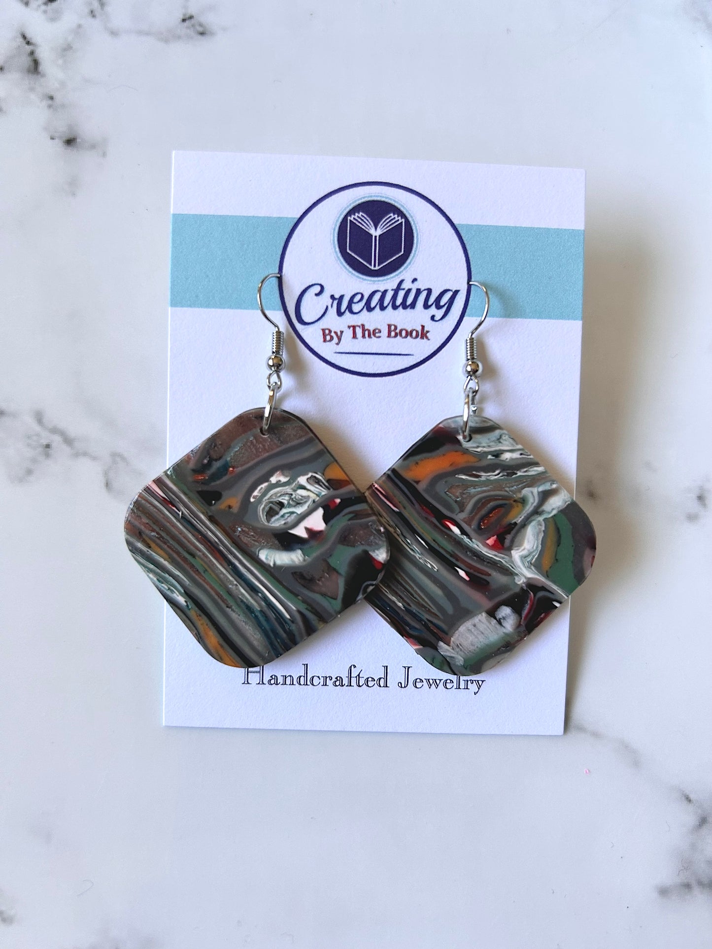 Garden Stripes Large Square Earrings