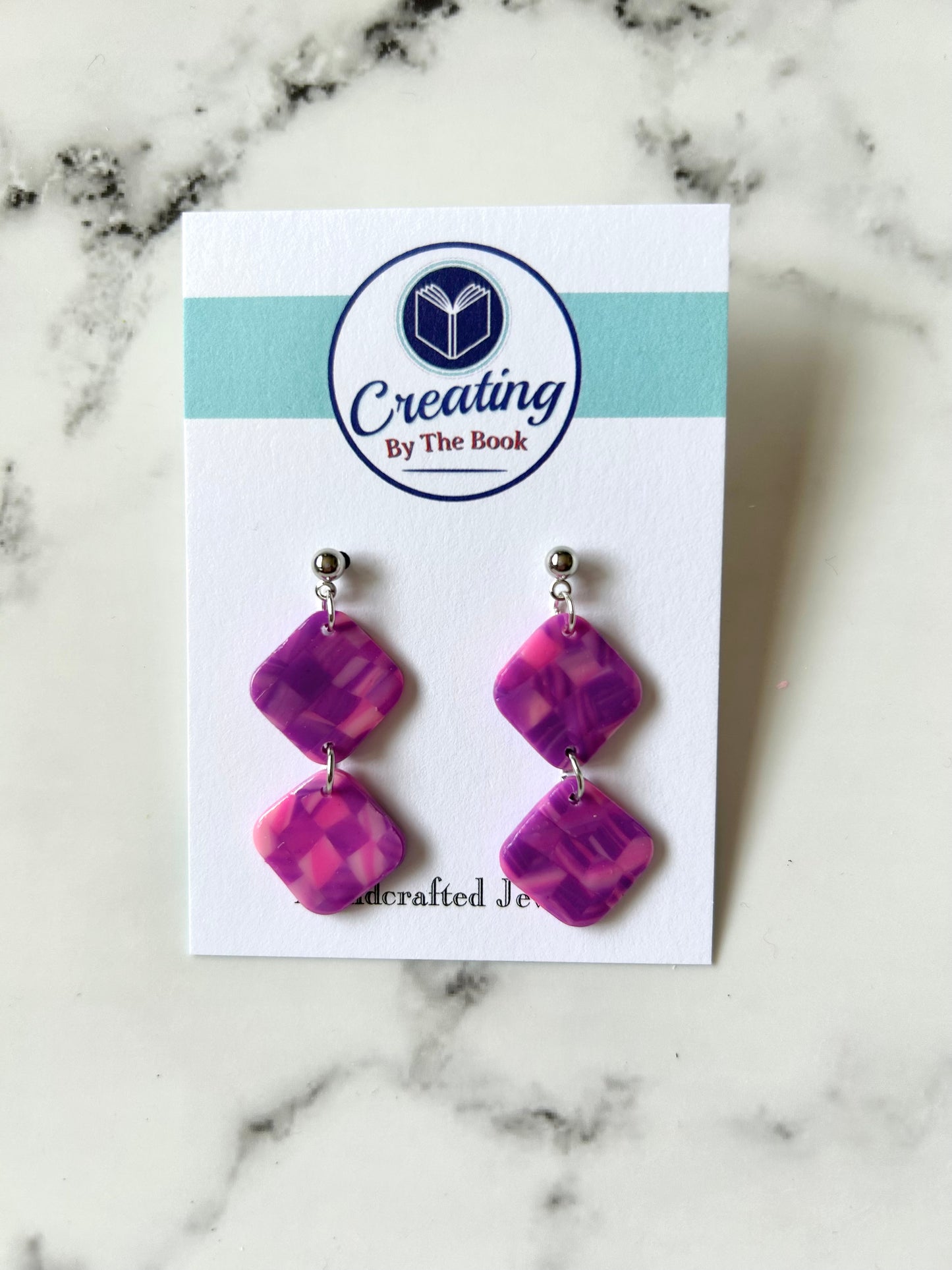 Purple Checkerboard Emily Earrings