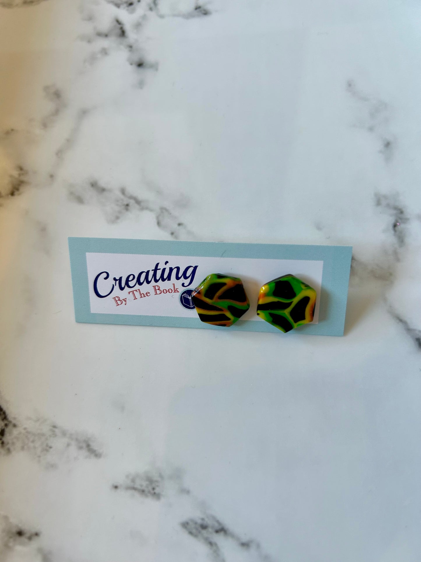 Neon Web Hexagon Stud Earrings
