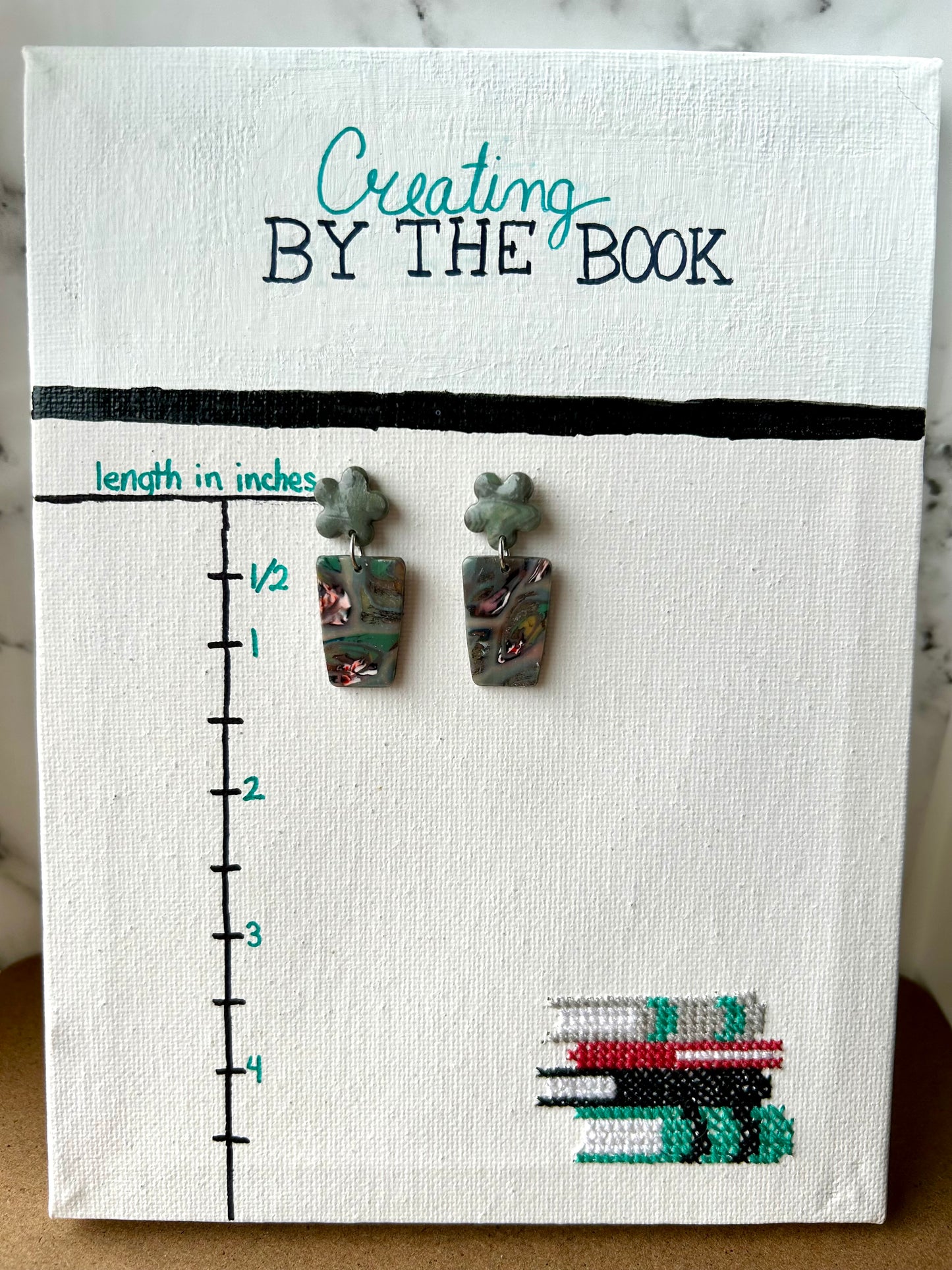 Green Garden Flower Pot Stud Dangle Earrings