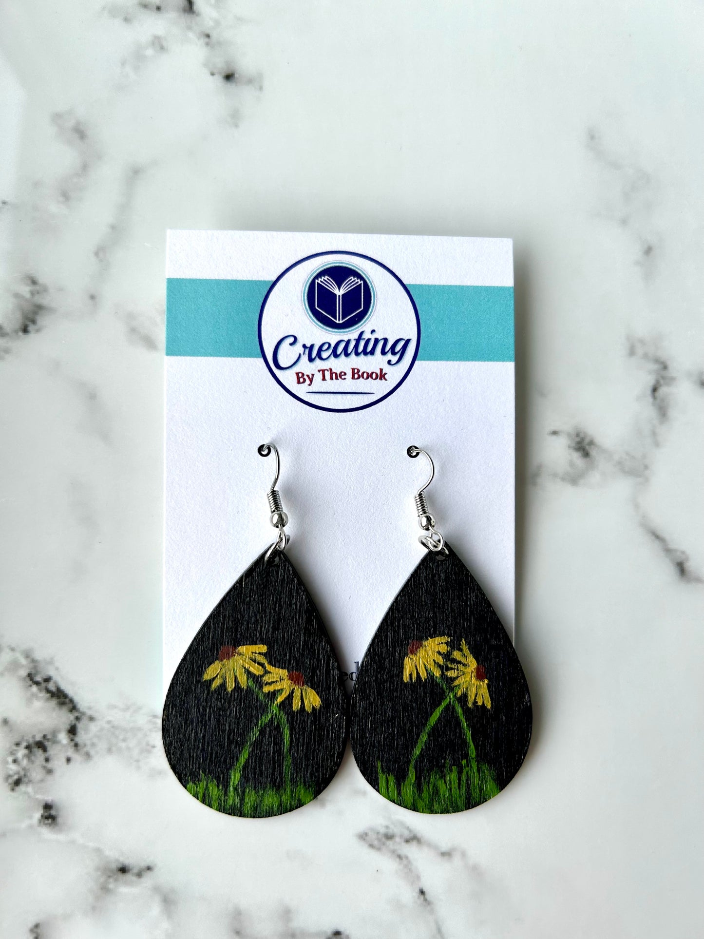 Entwined Daisies Wooden Earrings