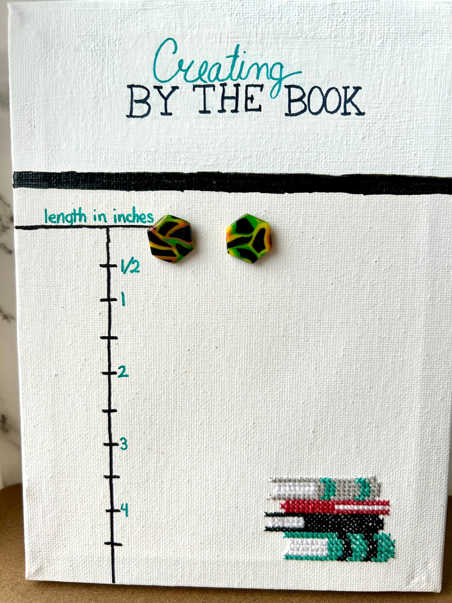 Neon Web Hexagon Stud Earrings