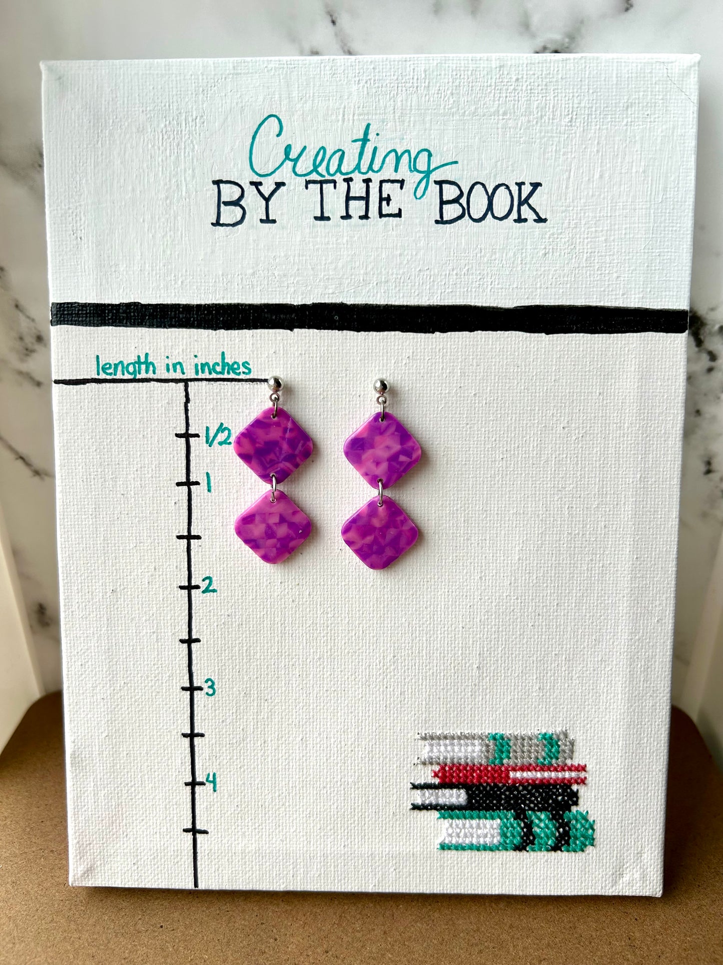 Purple Checkerboard Emily Earrings