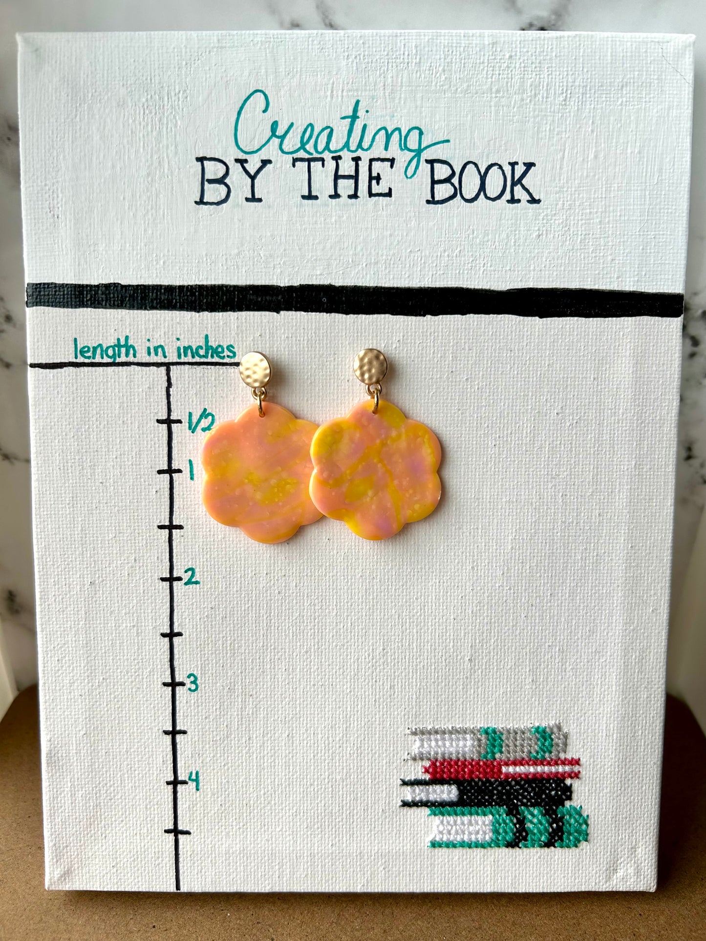 Orange Sherbet Floral Stud Dangle Earrings