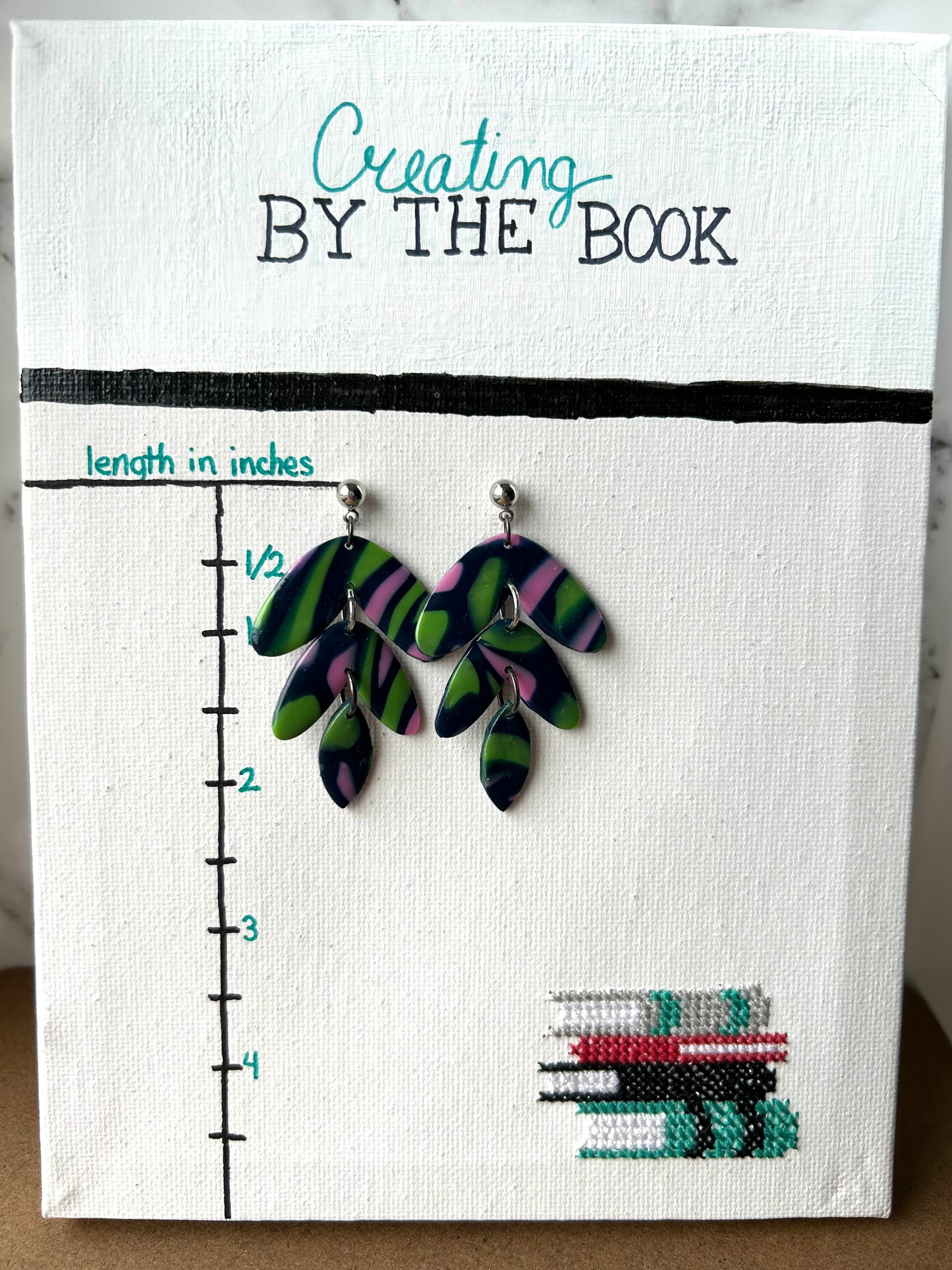 Pink and Green Three Tier Dangle Earrings