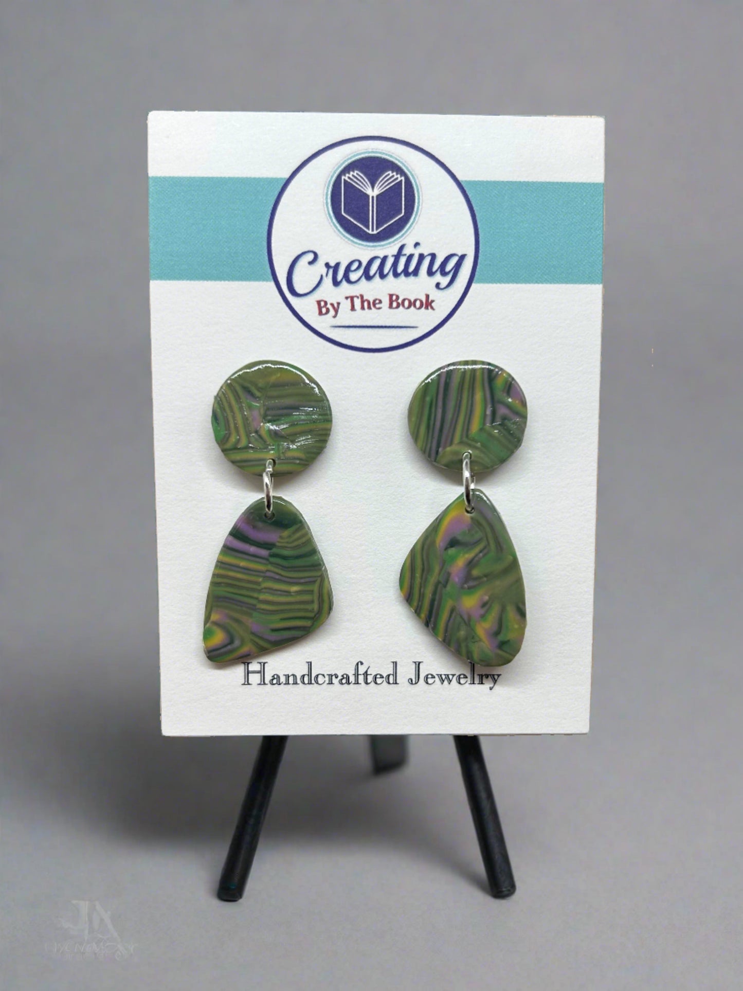 Green Spring Stripes Stud Dangle Earrings
