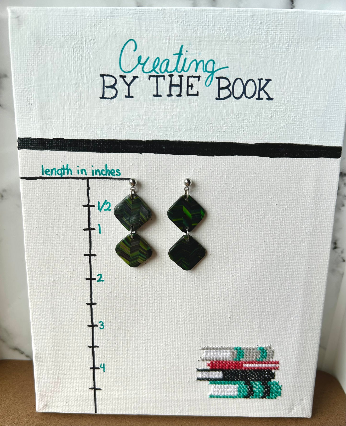 Green Chevron Emily Earrings
