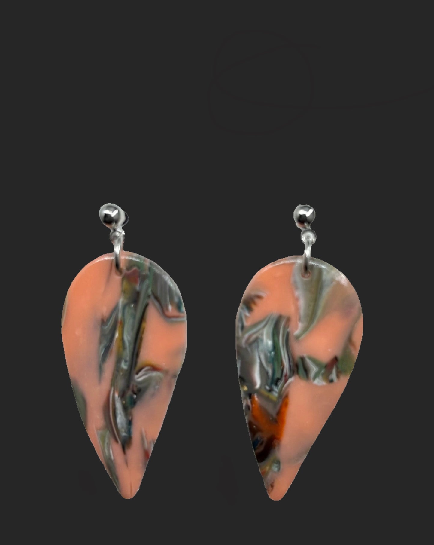 Pink Granite Inverted Teardrop Earrings