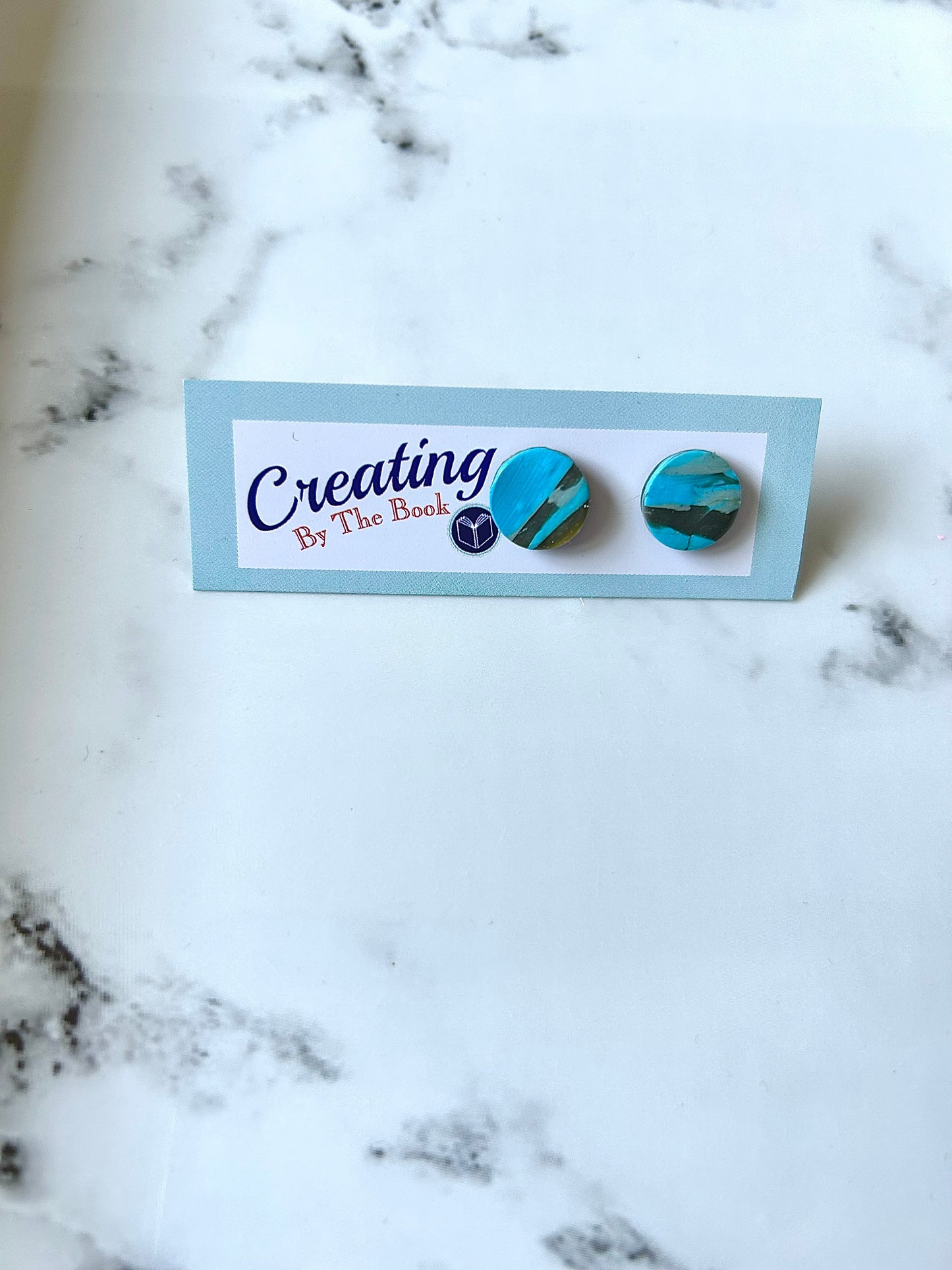 Blue Mokume Circle Studs