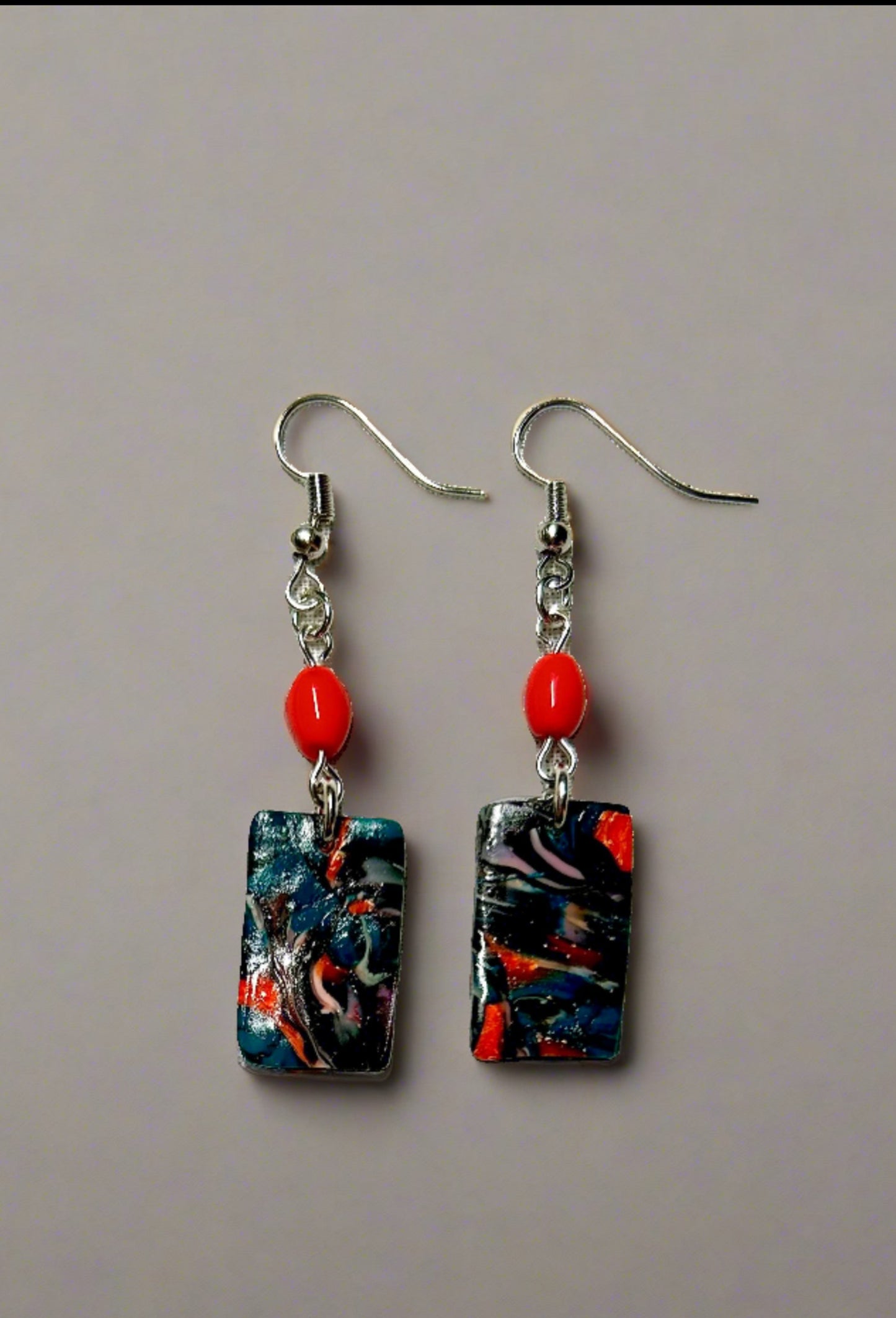 Colorful Bead and Clay Dangle Earrings (2 Colors)