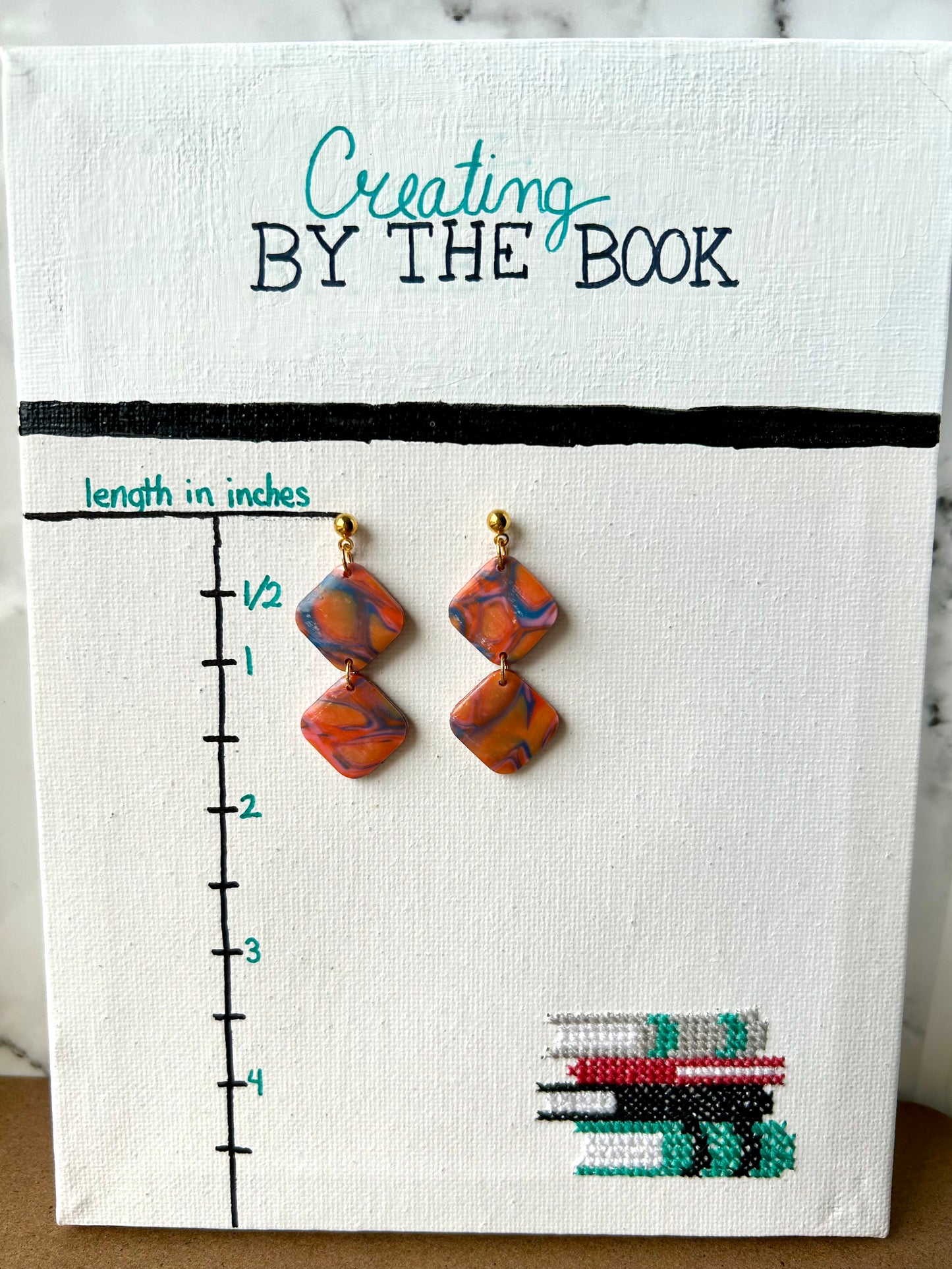 Orange and Blue Ripples Emily Earrings