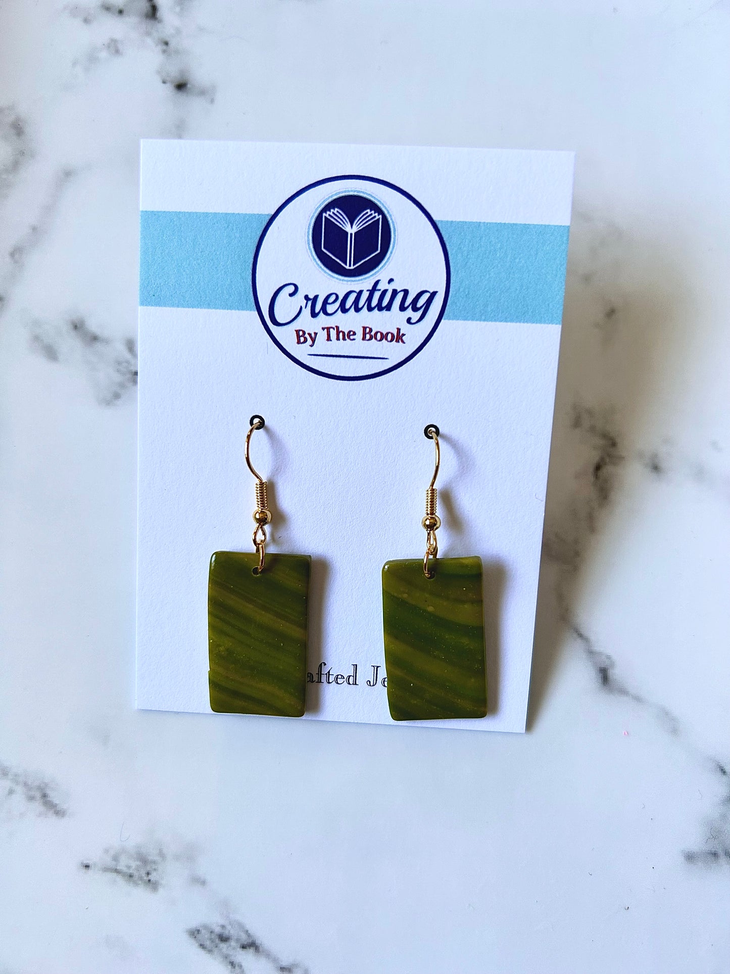 Green Stripe Rectangle Dangles