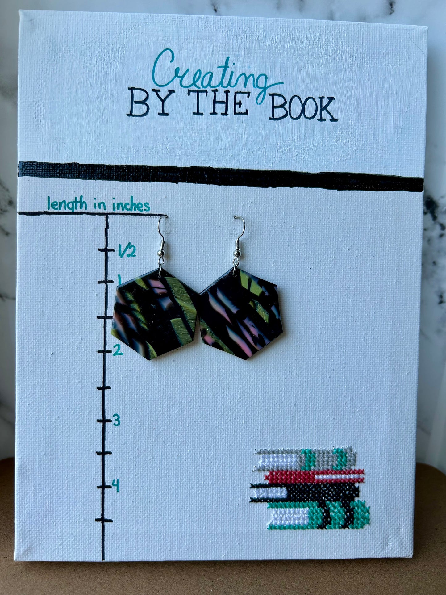 Floral Large Hexagon Earrings