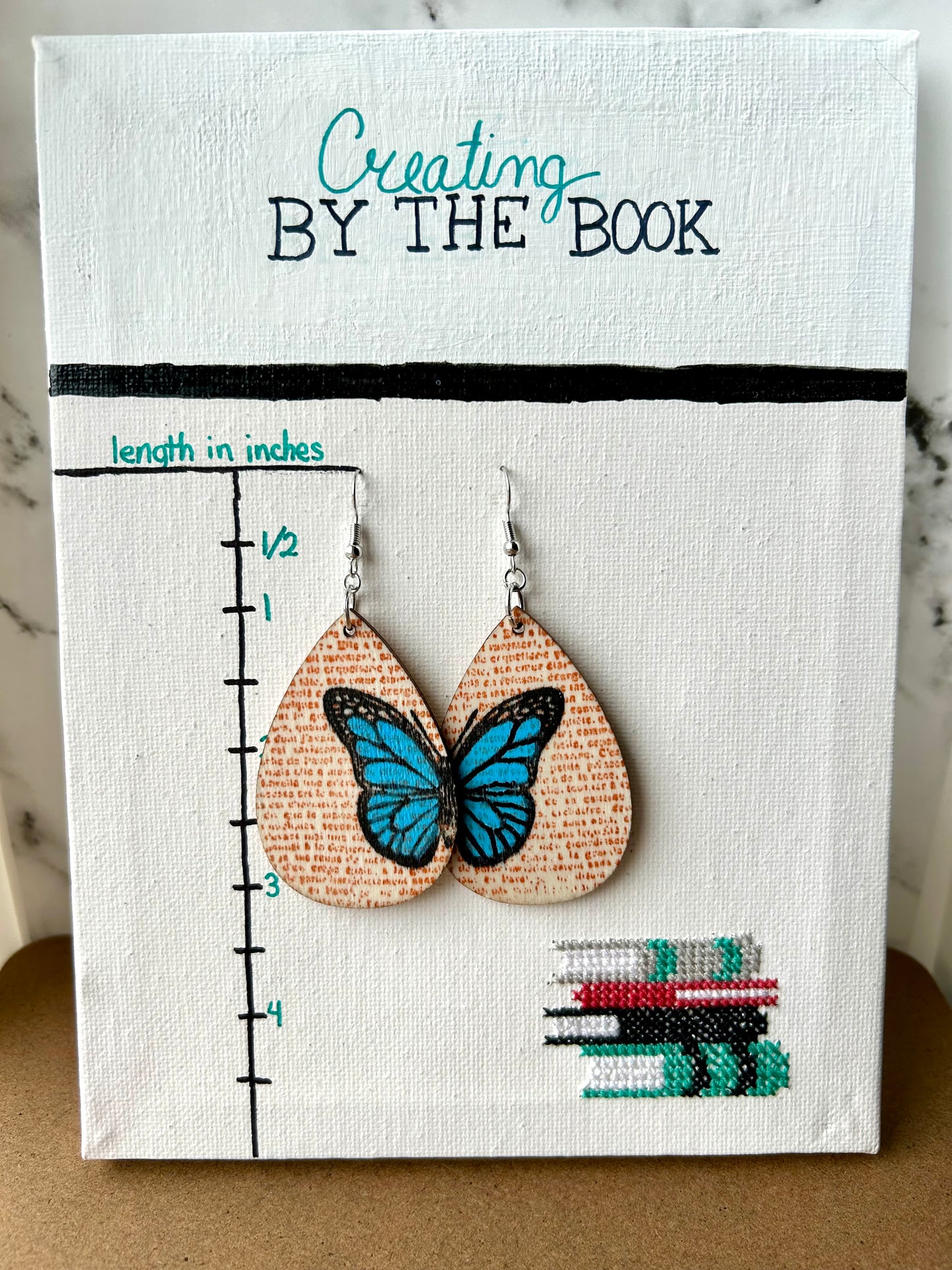 Vintage Page Butterfly Wooden Earrings (3 Colors)
