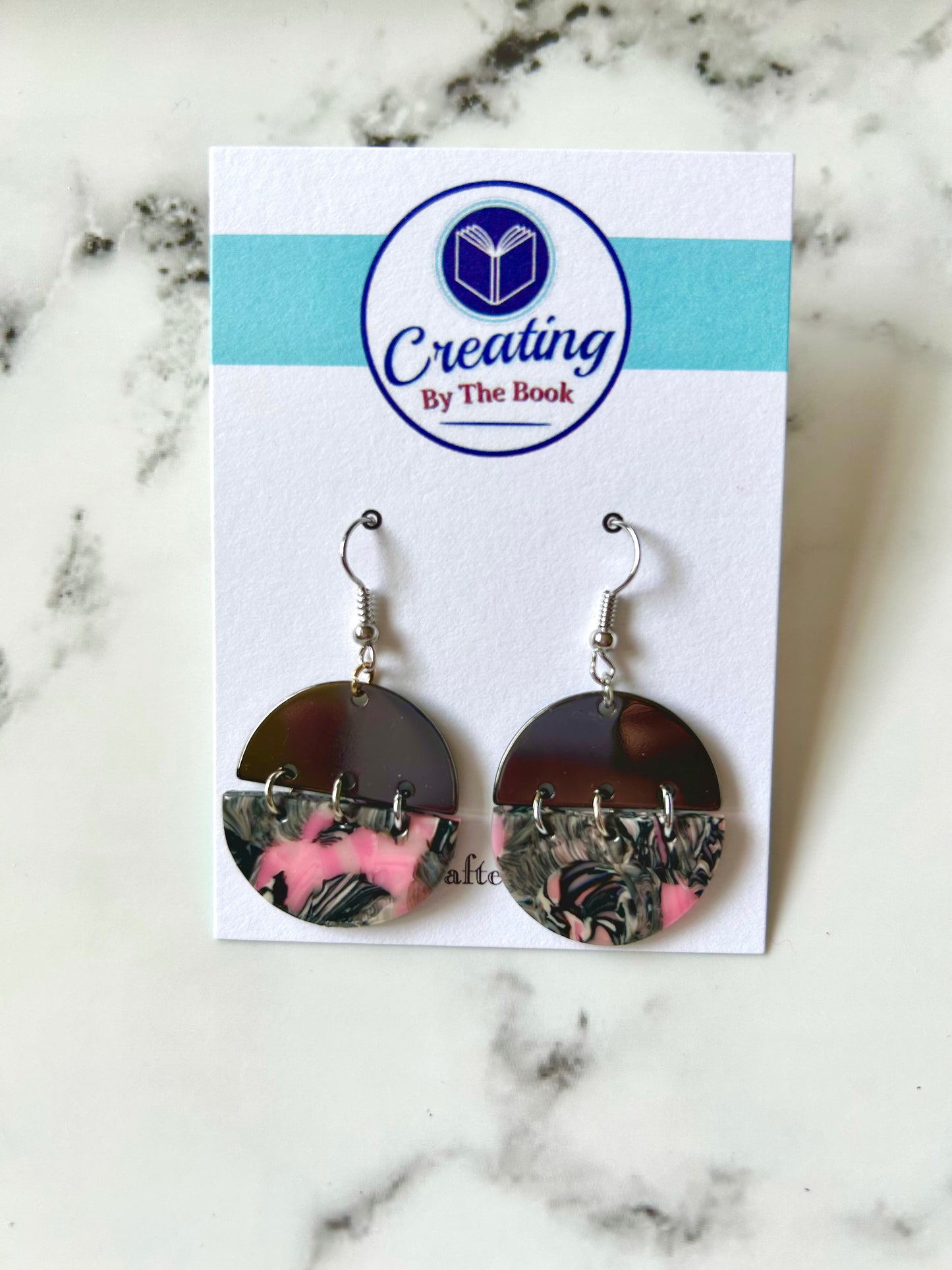 Mixed Media Metal and Faux Stone Polymer Clay Earrings (3 Sizes)