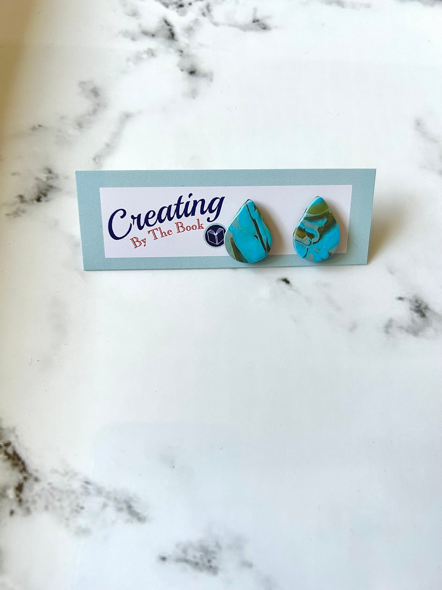 Blue Mokume Teardrop Studs