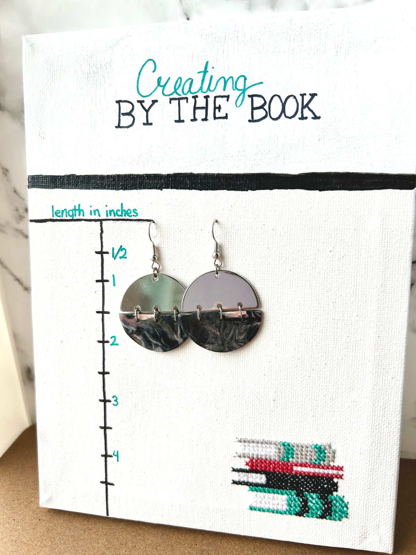 Mixed Media Metal and Faux Stone Polymer Clay Earrings (3 Sizes)