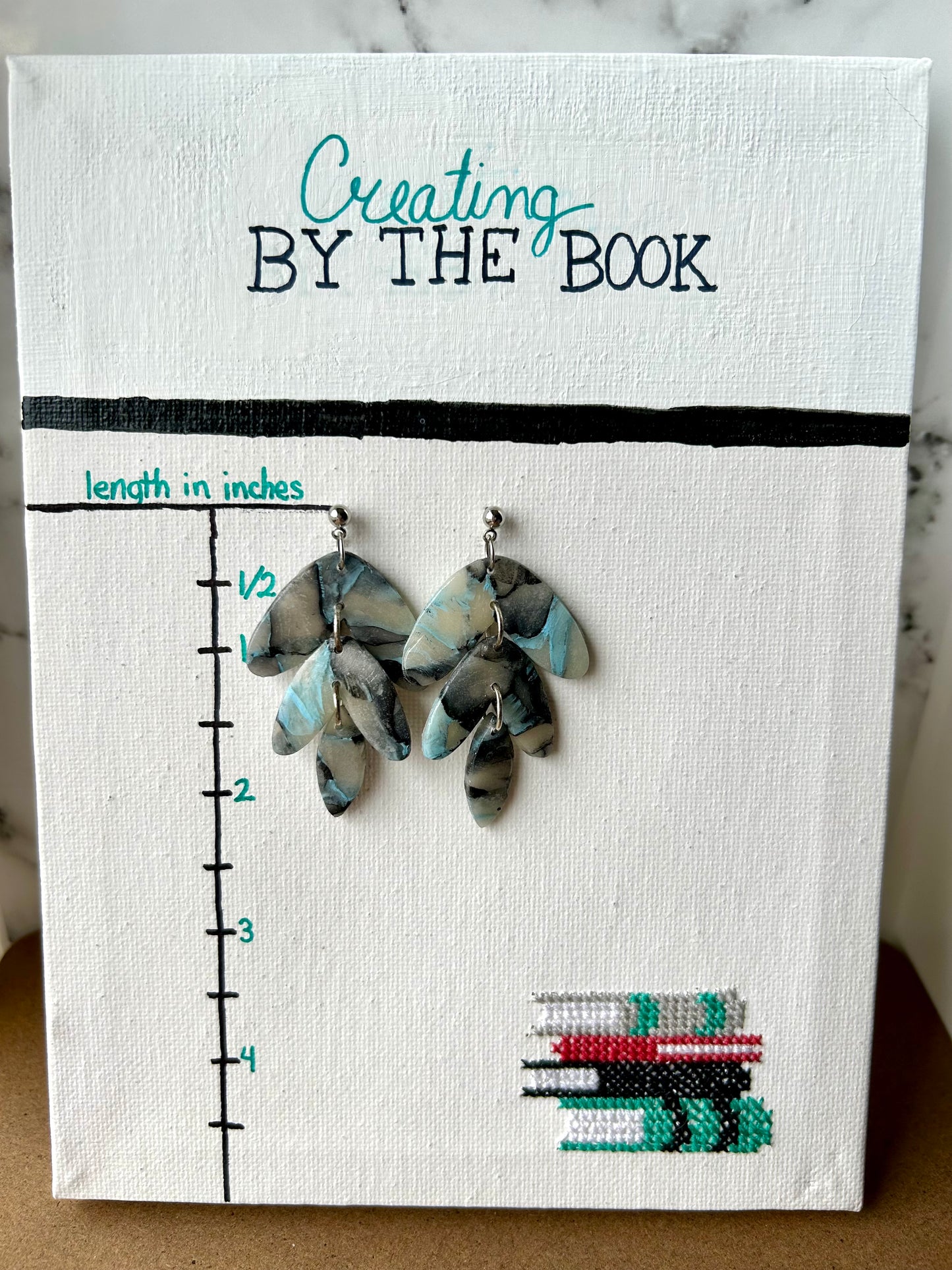 Ice Blue Translucent Three Tier Dangle Earrings