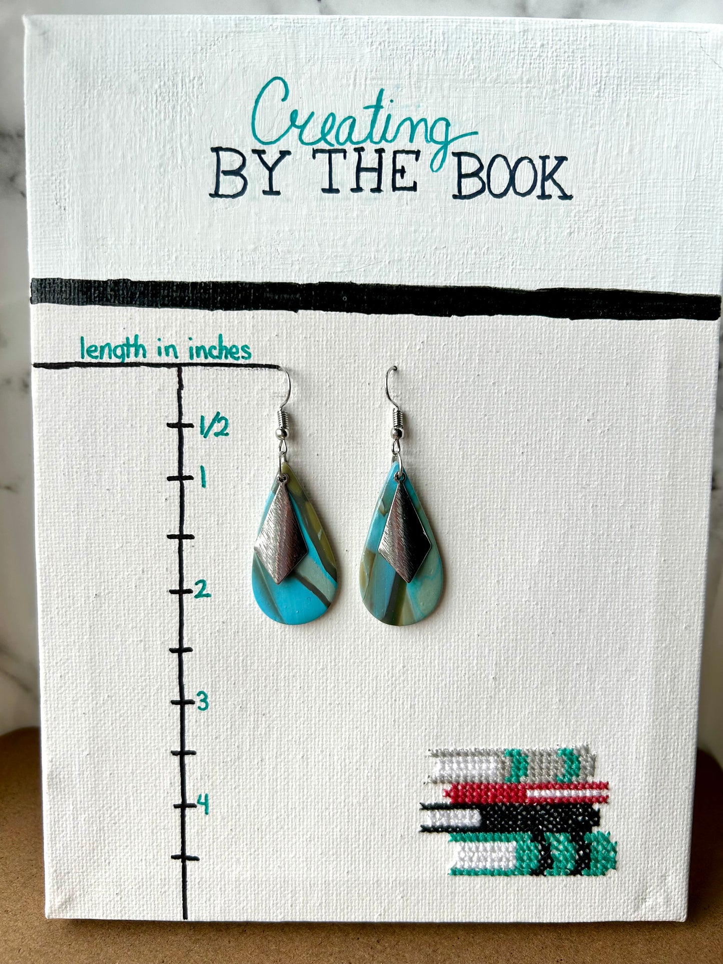 Blue Mokume Metallic Teardrop Earrings