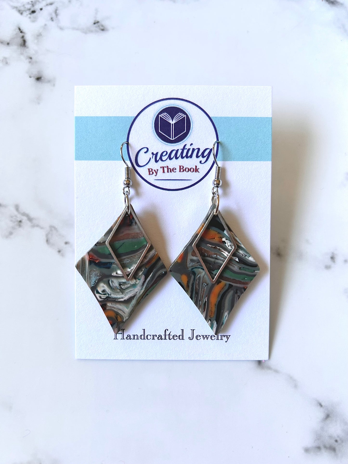 Garden Stripes Double Diamond Metal Dangle Earrings
