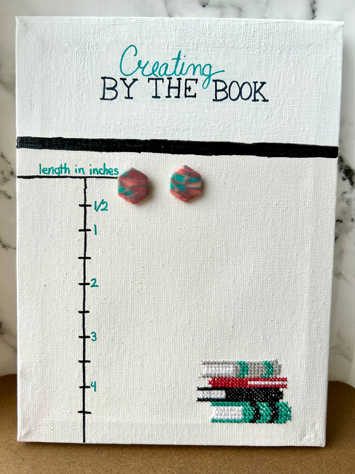 Pink and Aqua Hexagon Stud Earrings
